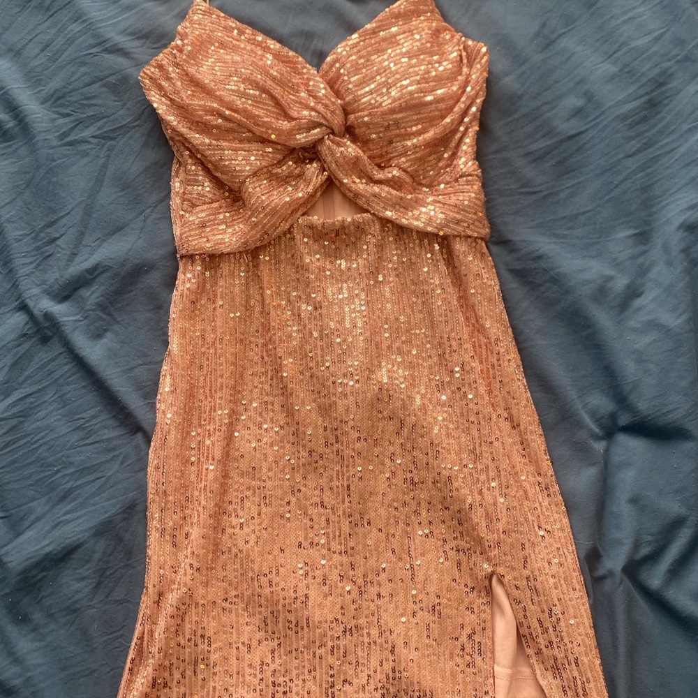 Windsor Brown Ruched Strapless Gown